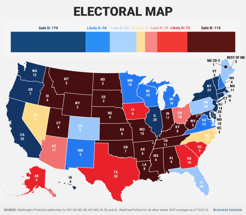 electoral map 10 4 16 blue colorado