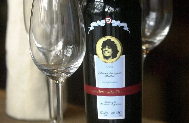 2003-09-08 19:39:00 A bottle of Diego Armando Maradona¬s labelled wine stands Monday 08 September 2003 in Raices de Agrelo wine cellar, in the Argentinean province of Mendoza. This new wine honoring Argentinean soccer star Diego Maradona is part of a limited edition of 30,597 bottles which will cost 5,5 dollars and up (from 5 Euros). Raices de Agrelo wine cellar managed to convince Maradona to allow them to use his name to launch this variety of Cabernet-Sauvignon-Malbec wines. EPA PHOTO/EFE/WALTER MORENO//