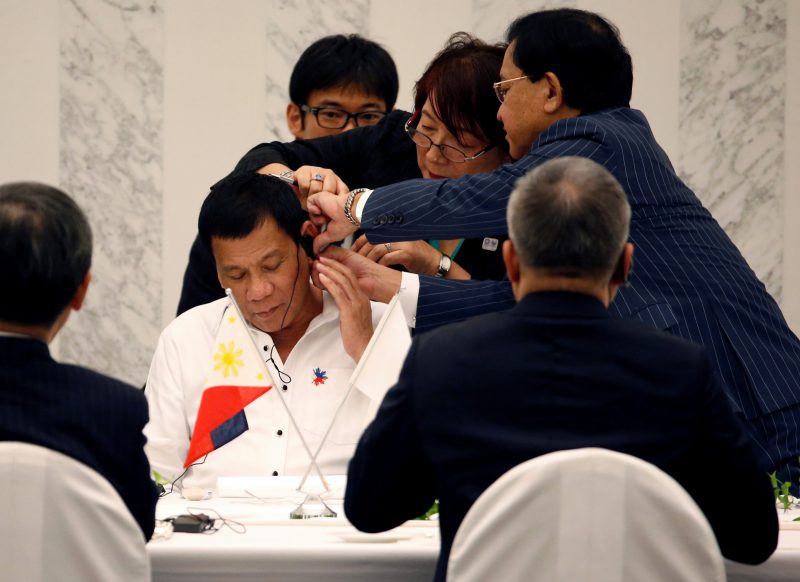 Philippines President Rodrigo Duterte Japan Asia trip visit interpreter