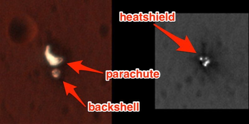 schiaparelli europe mars lander crash site parachute backshell color nasa jpl esa labeled