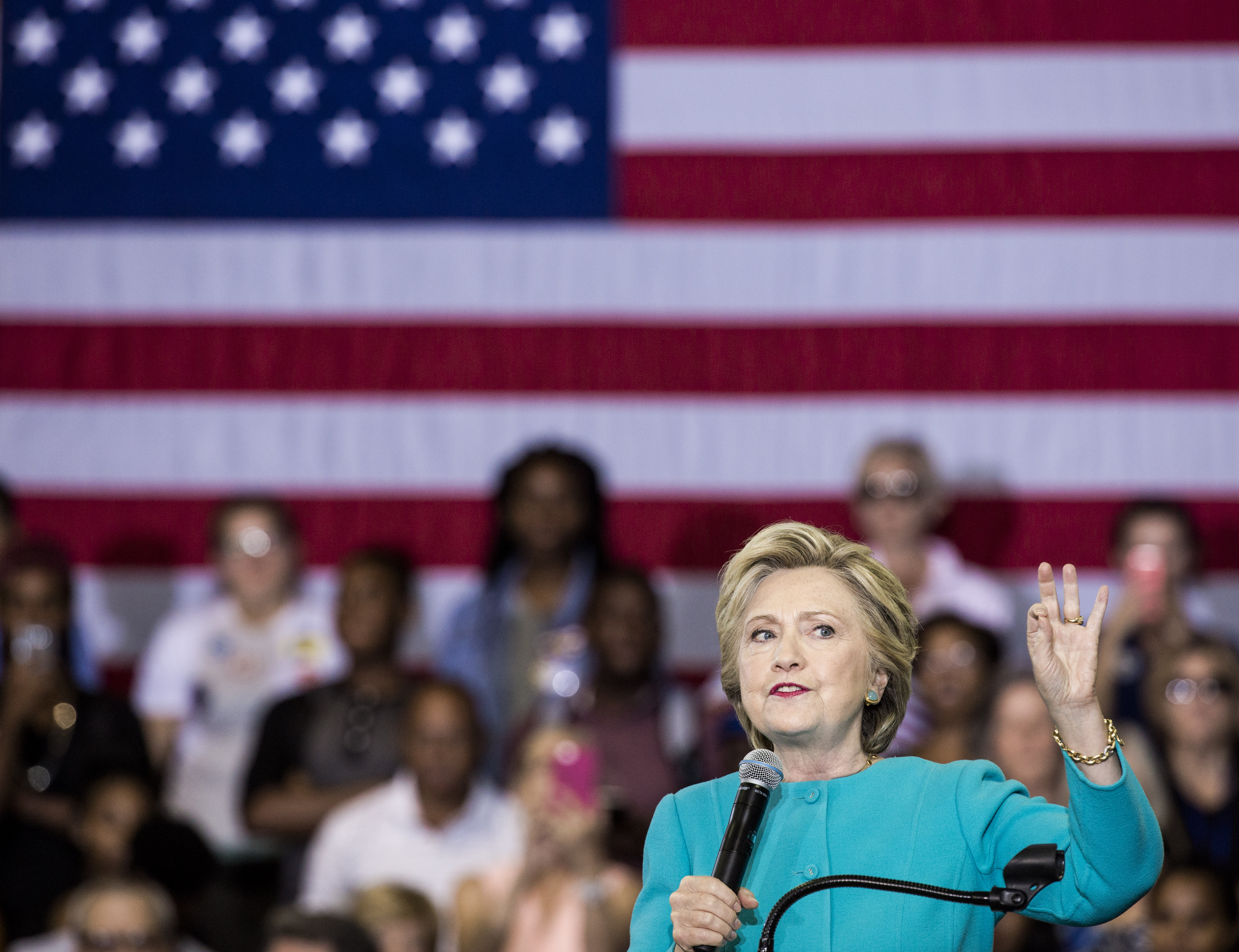 2016-10-26 18:16:42 MIAMI - Presidentskandidaat Hillary Clinton tijdens een rally op Palm Beach State College in de staat Florida. ANP FREEK VAN DEN BERGH