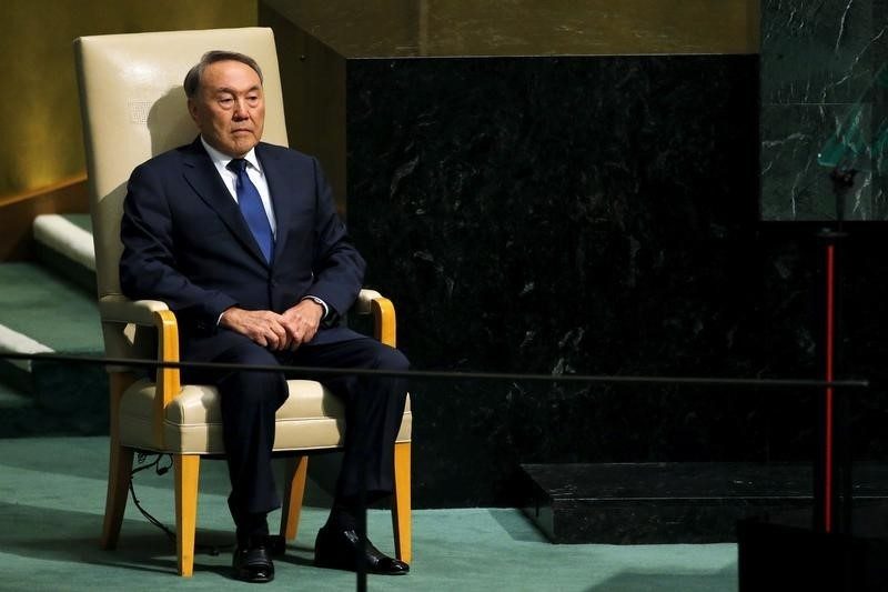 Nursultan Nazarbayev, President of Kazakhstan waits to address attendees during the 70th session of the United Nations General Assembly at the U.N. headquarters in New York, September 28, 2015.  REUTERS/Eduardo Munoz 