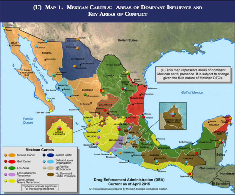 DEA Map cartel territory in Mexico