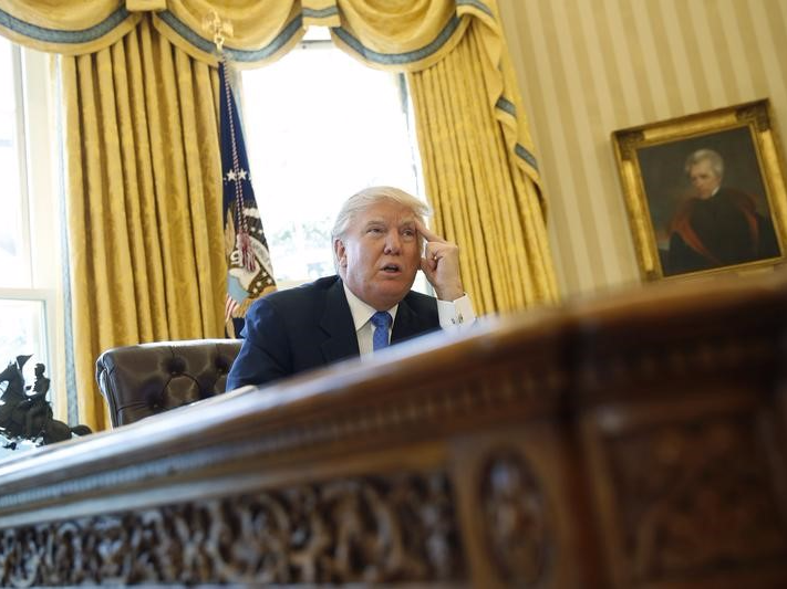 U.S. President Donald Trump is interviewed by Reuters in the Oval Office at the White House in Washington, U.S., February 23, 2017. REUTERS/Jonathan Ernst 