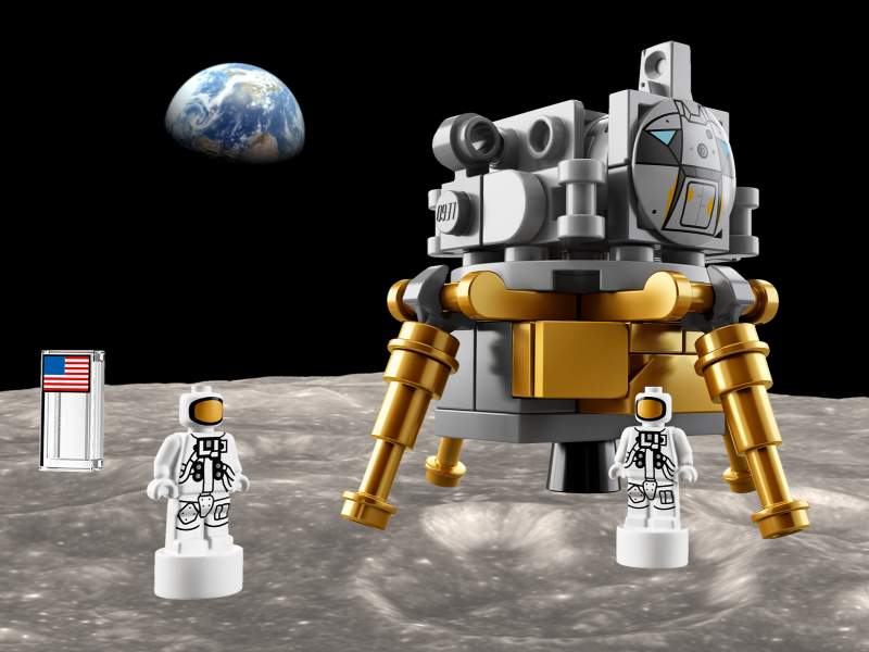 lego apollo saturn v moon mission set lunar exploration module flag astroanuts earth
