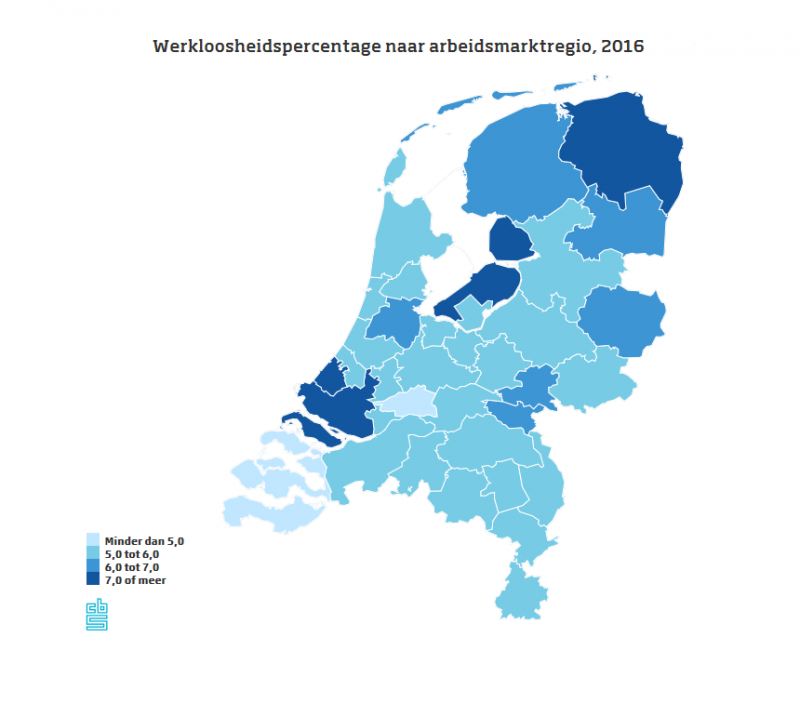 werkloosheid, regio, Nederland