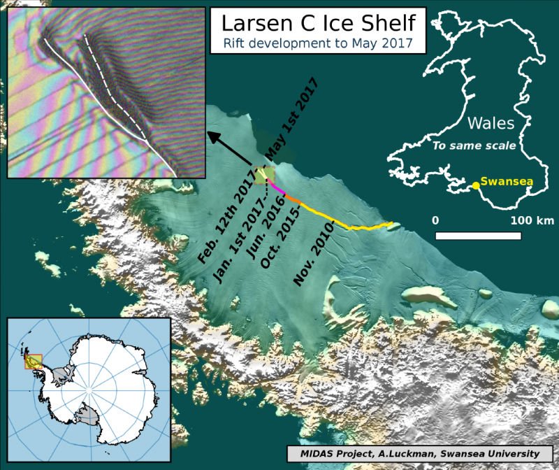 antarctica larsen c ice shelf crack midas sar rift map 2017 05 01