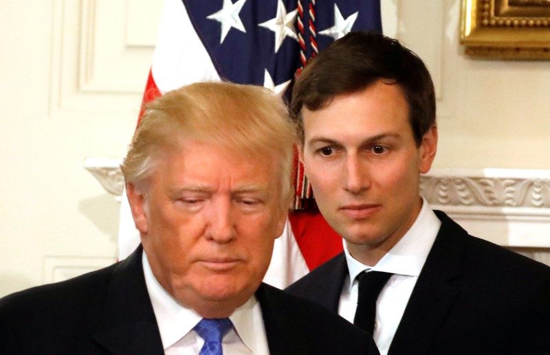 FILE PHOTO - U.S. President Donald Trump and his senior advisor Jared Kushner arrive for a meeting with manufacturing CEOs at the White House in Washington, DC, U.S. February 23, 2017. REUTERS/Kevin Lamarque