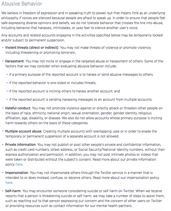 twitter abuse policy