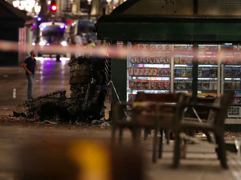 Las Ramblas Barcelona attack wreckage