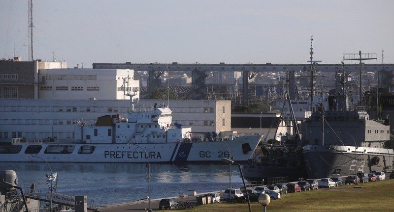 An Argentine Coast Guard ship is seen at at the naval base where the missing at sea ARA San Juan submarine sailed from, in Mar del Plata, Argentina November 18, 2017. REUTERS/Marcos Brindicci