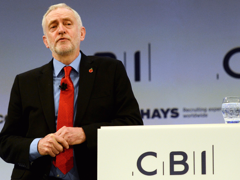 Jeremy Corbyn, the leader of Britain's opposition Labour Party speaks at the Conferederation of British Industry's annual conference in London, Britain, November 6, 2017.