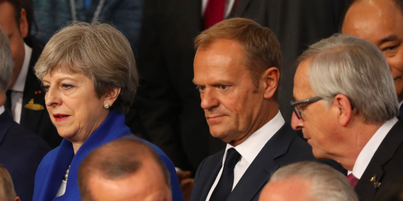 Theresa May, Donald Tusk and Claude Juncker