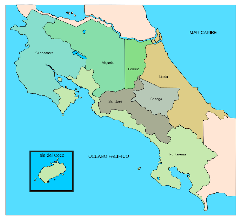 Costa Rica provinces map