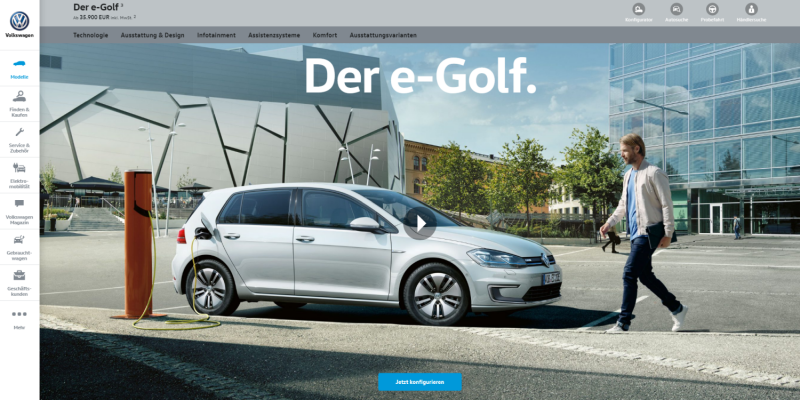 De auto-configurator van VW Duitsland.