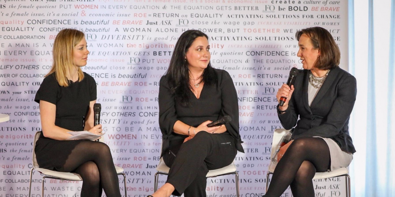 Salesforce President and Chief People Officer Cindy Robbins, Deloitte Consulting Chairman and CEO Janet Foutty, and Business Insider's US Editor-in-Chief Alyson Shontell in Davos, Switzerland