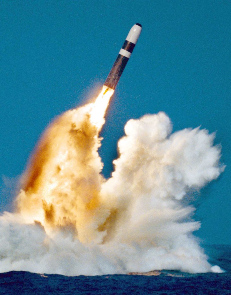 Ohio class submarine Trident II D5 missile launch