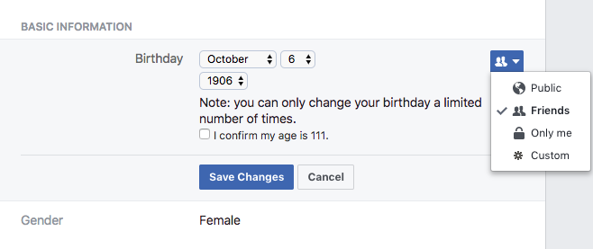 Facebook Katie's Birthday Public Info