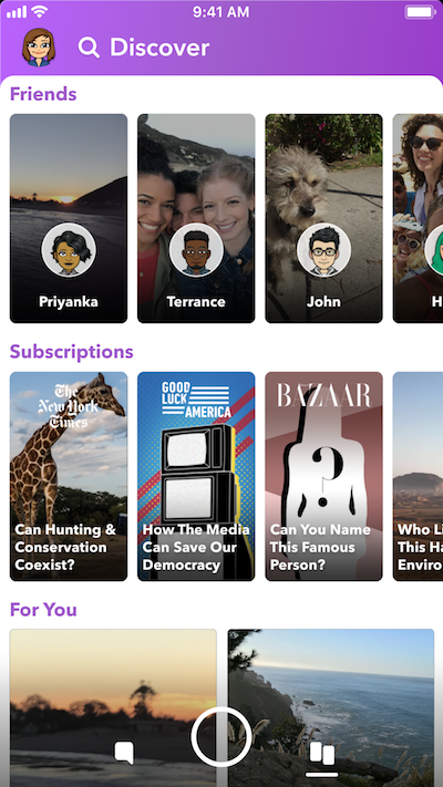 Snapchat, redesign, Discover, Friends, stories