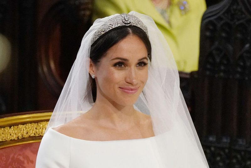 Meghan Markle stands at the altar during her wedding in St George's Chapel at Windsor Castle on May 19, 2018 in Windsor, England.