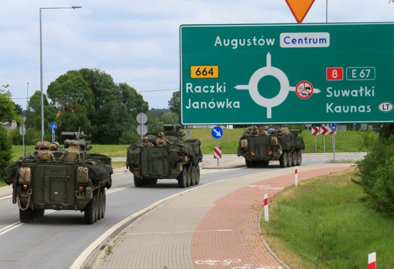 U.S. forces convoy during their ride to Suwalki near Augustow, Poland, June 17, 2017. REUTERS/Ints Kalnins