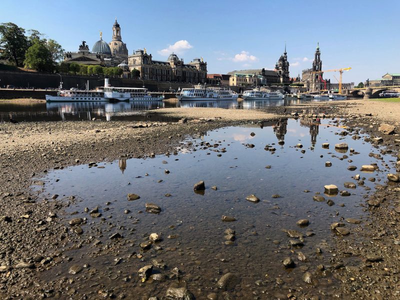 Dresden Germany Elbe River water levels drought shortage heatwave