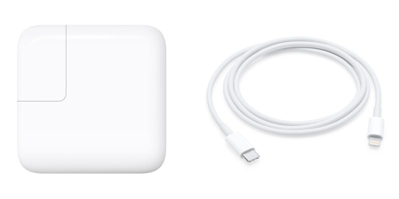 apple 29w power adapter and usbc lightning cable