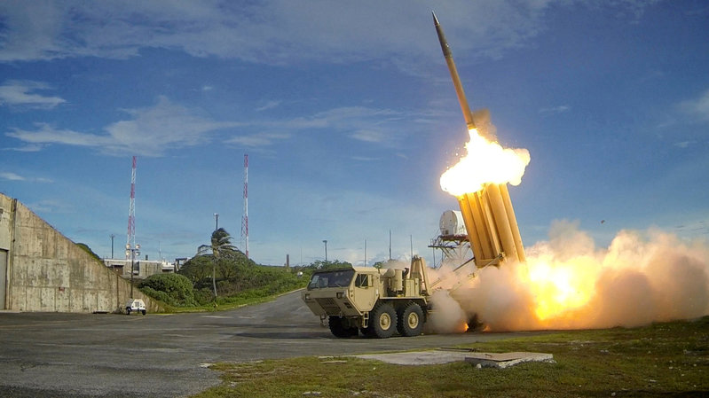 FILE PHOTO: A Terminal High Altitude Area Defense (THAAD) interceptor is launched during a successful intercept test, in this undated handout photo provided by the U.S. Department of Defense, Missile Defense Agency.  U.S. Department of Defense, Missile Defense Agency/Handout via Reuters/File Photo  
