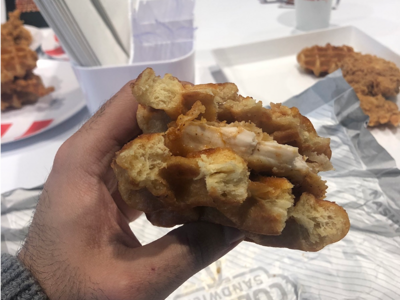 KFC chicken and waffle sandwich