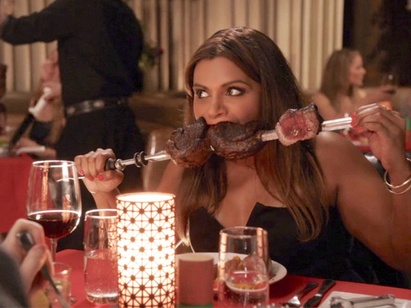 mindy project eating meat