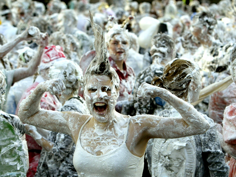 frenzy excited crowd lather foam