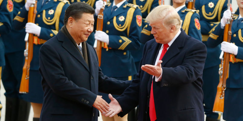 Xi Jinping and Donald Trump in China