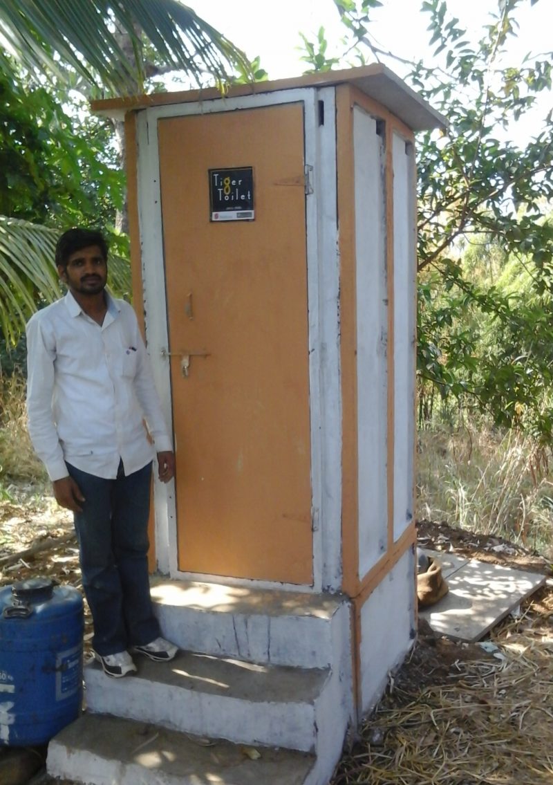 Tiger Toilets Santosh Sathe, in the village of Bhalgudi, Pune district, India.