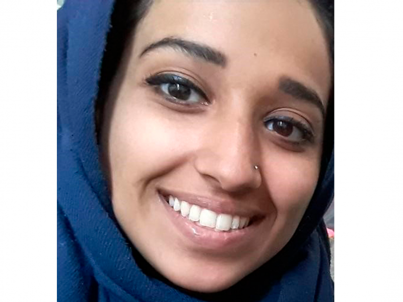 This undated image provided by attorney Hassan Shibly shows Hoda Muthana, an Alabama woman who left home to join the Islamic State after becoming radicalized online. Muthana realized she was wrong and now wants to return to the United States, Shibly, a lawyer for her family said Tuesday, Feb. 19, 2019. (Hoda Muthana/Attorney Hassan Shibly via AP)