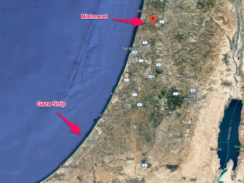mishmeret israel gaza strip map