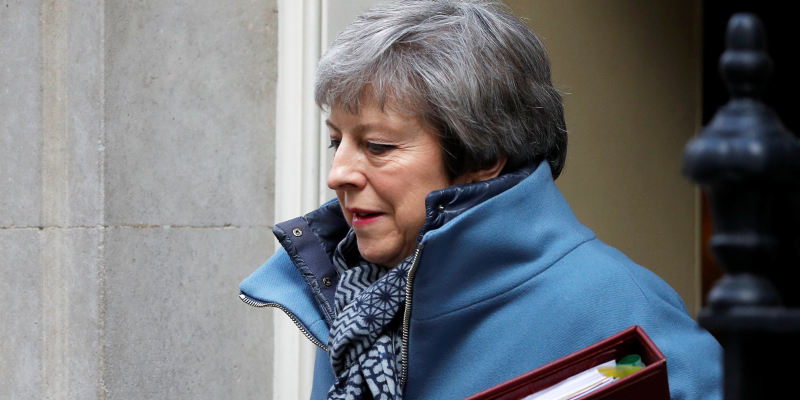 FILE PHOTO - British Prime Minister Theresa May is seen outside Downing Street in London, Britain, April 3, 2019. REUTERS/Peter Nicholls