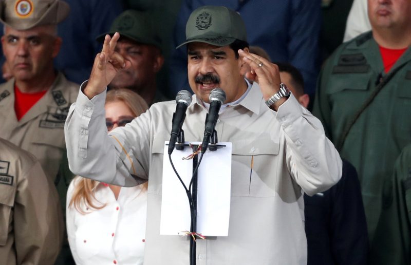FILE PHOTO: Venezuela's President Nicolas Maduro speaks during a ceremony to mark the 17th anniversary of the return to power of Venezuela's late President Hugo Chavez after a coup attempt and the National Militia Day in Caracas, Venezuela April 13, 2019. REUTERS/Carlos Garcia Rawlins/File Photo