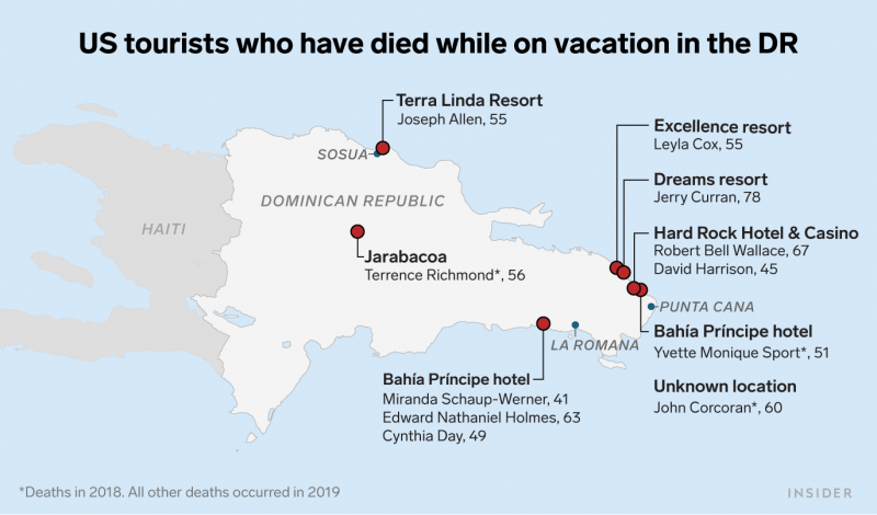 Us tourists who have died while on vacation in the DR