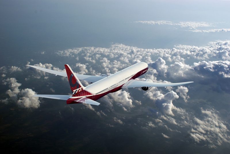 Boeing 777X plane clouds