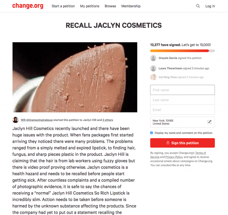jaclyn hill petition