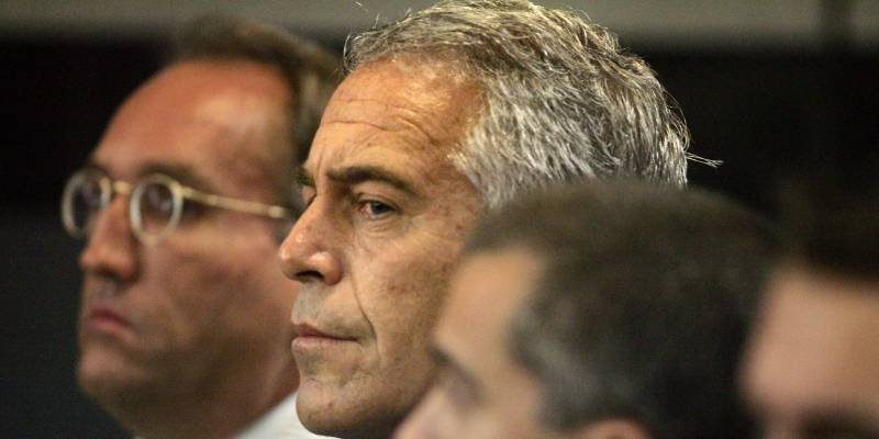 FILE - In this July 30, 2008, file photo, Jeffrey Epstein, center, appears in court in West Palm Beach, Fla. Over the last decade he sought to portray himself as a generous benefactor to children, giving to organizations including a youth orchestra, a baseball league and a private girls’ school a few blocks from his Manhattan mansion. But Epstein’s guilty plea in 2008 for soliciting a minor for prostitution has not made that easy. On July 8, 2019, Epstein pleaded not guilty in federal court in New York to sex trafficking charges. (Uma Sanghvi/Palm Beach Post via AP, File)