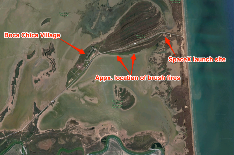 boca chica village spacex=launch site fires las palomas wildlife management area refuge google maps
