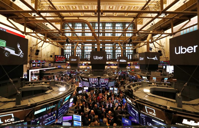 FILE PHOTO: A view of the main trading floor of the New York Stock Exchange (NYSE) during the Uber Technologies Inc. IPO in New York, U.S., May 10, 2019. REUTERS/Andrew Kelly