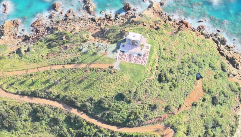 3D satellite image of building on Jeffrey Epstein's private island