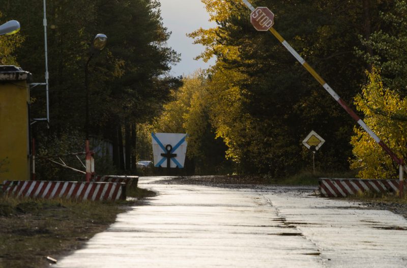 FILE PHOTO: A view shows an entrance checkpoint of a military garrison located near the village of Nyonoksa in Arkhangelsk Region, Russia October 7, 2018.  REUTERS/Sergei Yakovlev