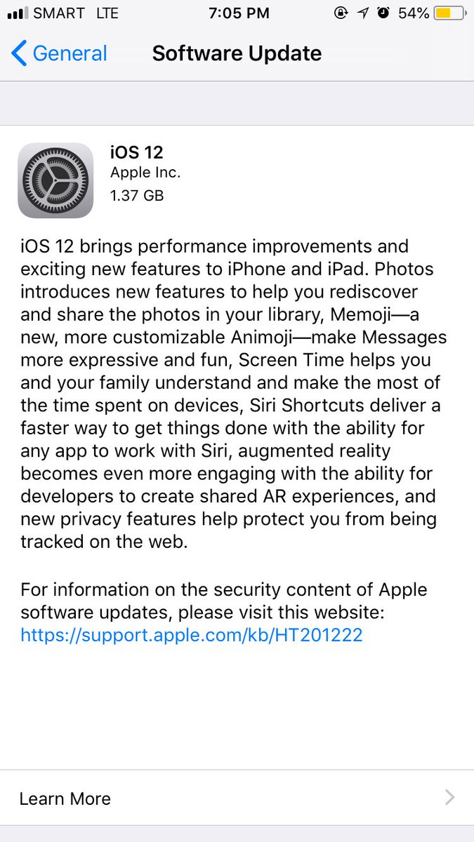 iOS 12 update