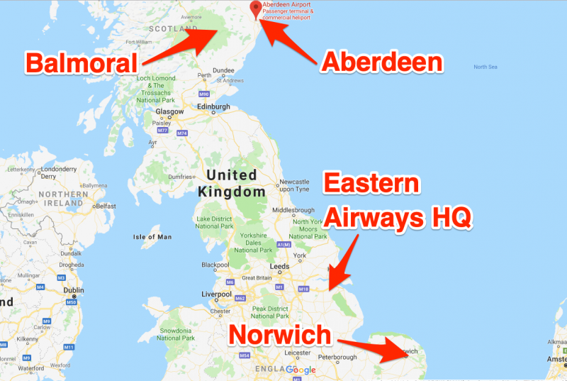 A map of the UK showing key locations in Prince William and Kate Middleton's trip.