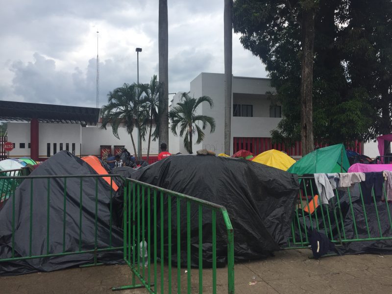 Tents outside the Siglo XXI immigration complex