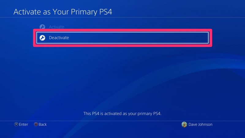 How to deactivate primary PS4 from website