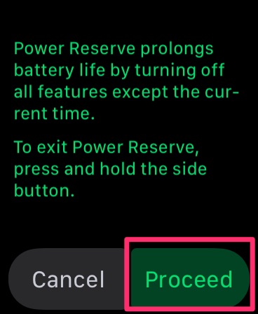 How to turn off power reserve Apple Watch